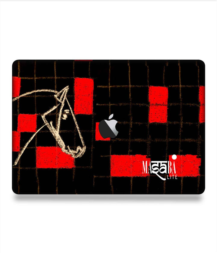 Masaba Red Checkered Horse - MacBook Skins - Sleeky India