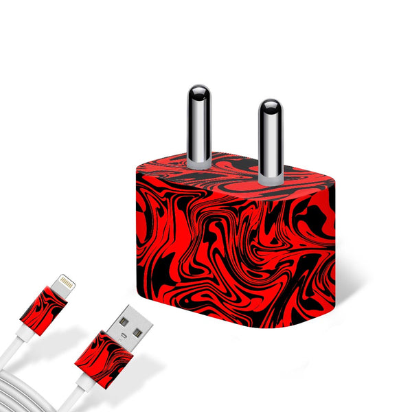 Hell Red - charger skins for apple charger 5W by Sleeky India