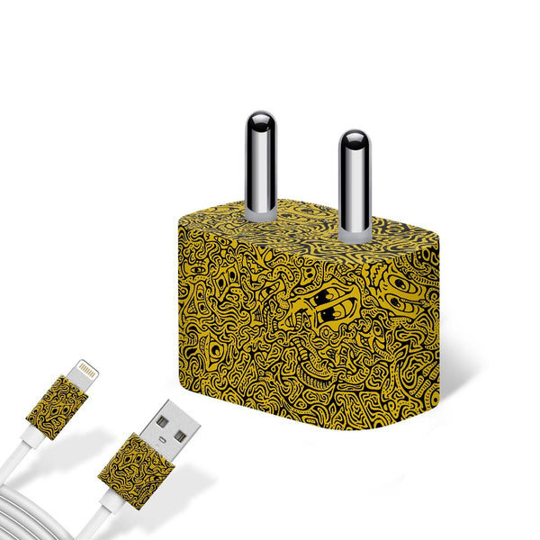 Hypnotic Gold - charger skins for apple charger 5W by Sleeky India