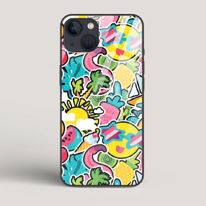 Tropical Summer Patterns - iPhone 13 Glass Case