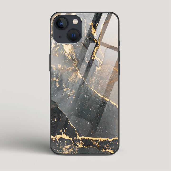Black Gold Marble - iPhone 13 Glass Case