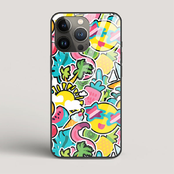 Tropical Summer Patterns - iPhone 13 Pro Glass Case