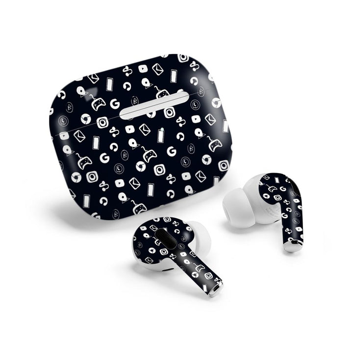 icons doodle black airpods pro skin by sleeky india