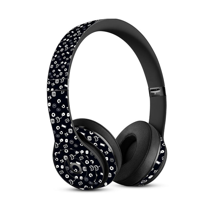icons doodle black  skin for Beats Studio 3 Headphone by sleeky india