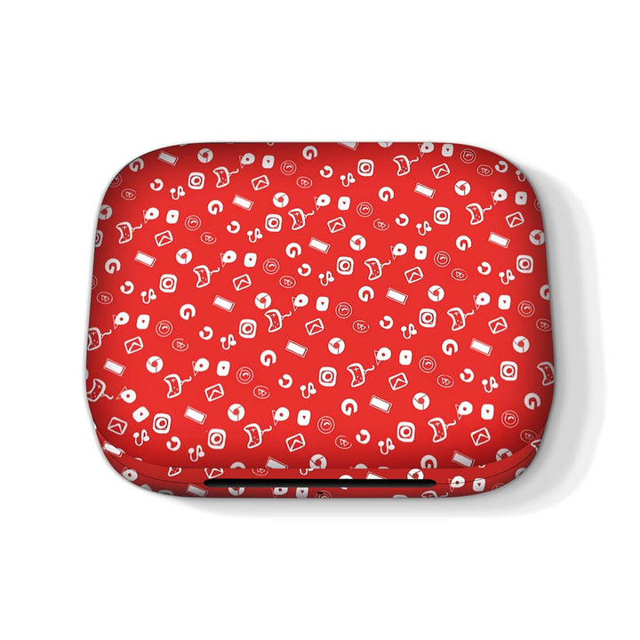 icons doodle red  skins for Oneplus Buds Pro by sleeky india 