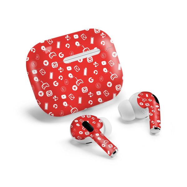 icons doodle red Airpods Pro 2 skin by sleeky india