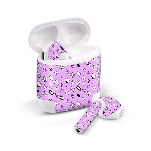 icons retro lavender skin for Airpods 1/2 on sleeky india