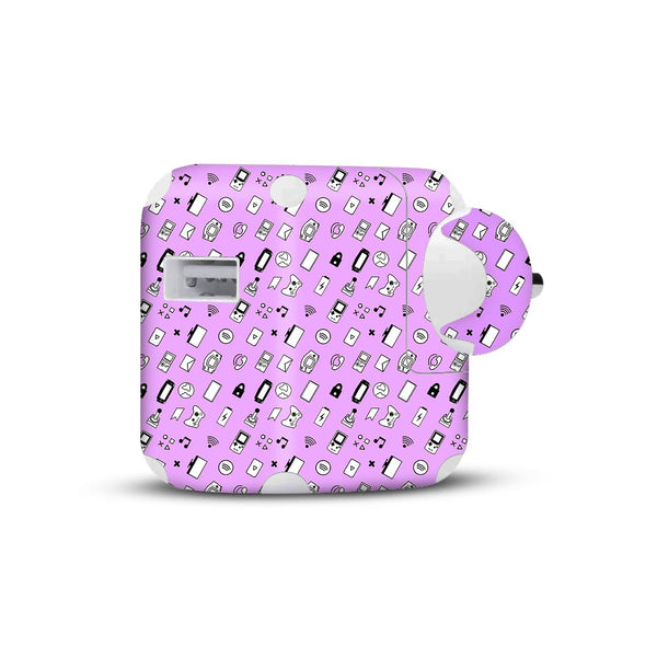 icons retro lavender skin for apple 10W charger 2019 by sleeky india 
