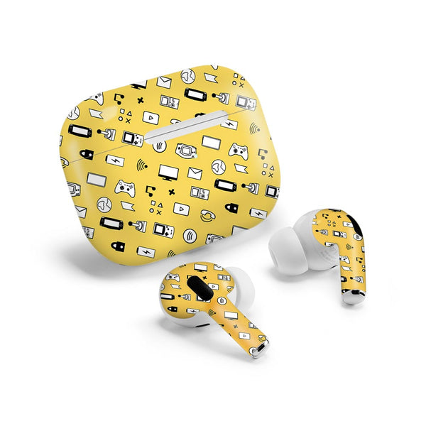 icons retro yellow airpods pro skin by sleeky india
