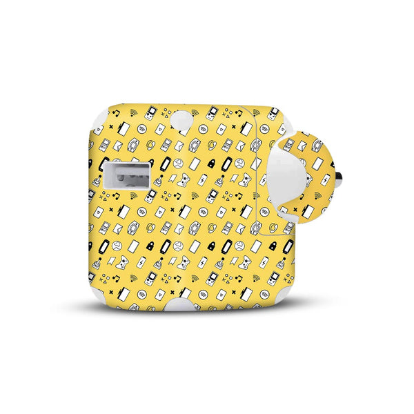 icons retro yellow skin for apple 10W charger 2019 by sleeky india 