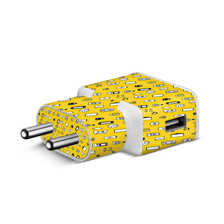 icons retro yellow skin for Samsung S8 Charger by sleeky india 