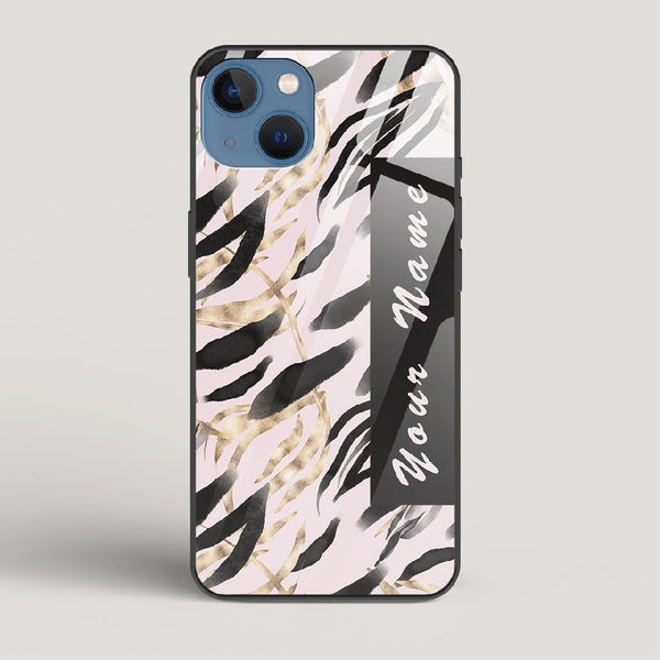 Golden Leaves Name Edition Light - iPhone 13 Mini Glass Case