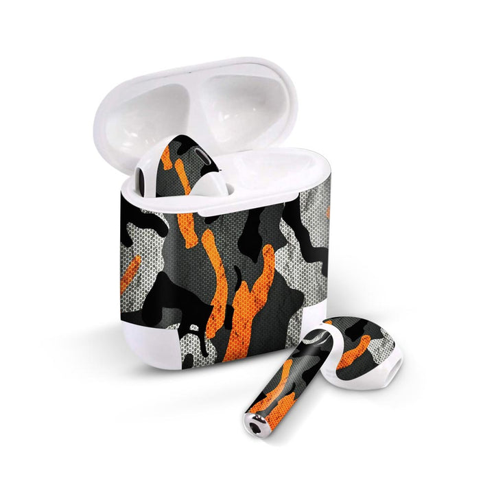 orange camo pattern skin for Airpods 1/2 on sleeky india