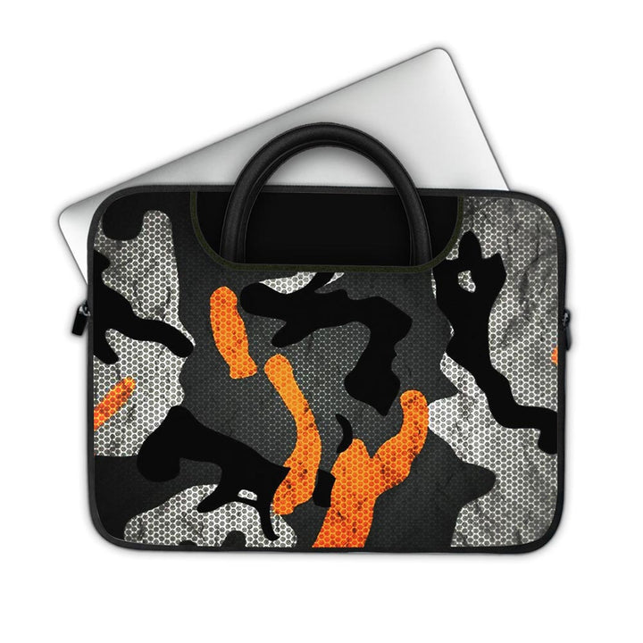 Orange Camo Pattern - Pockets Laptop Sleeve