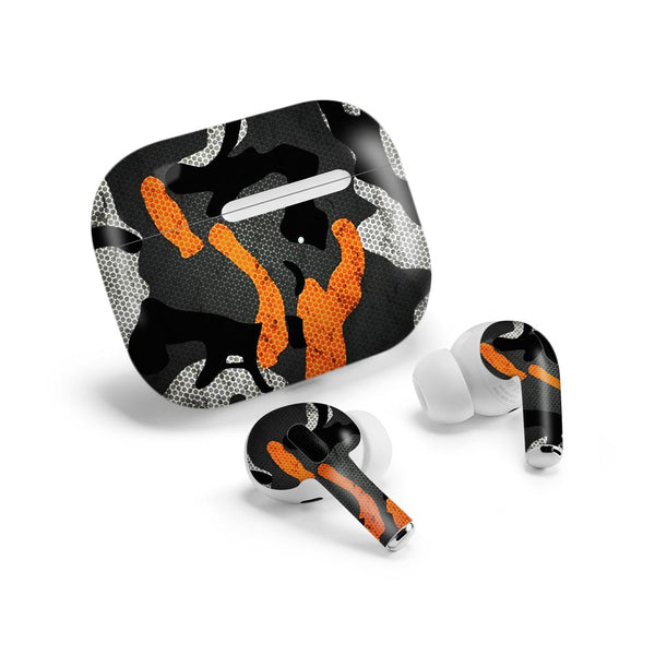 orange camo pattern airpods pro skin by sleeky india
