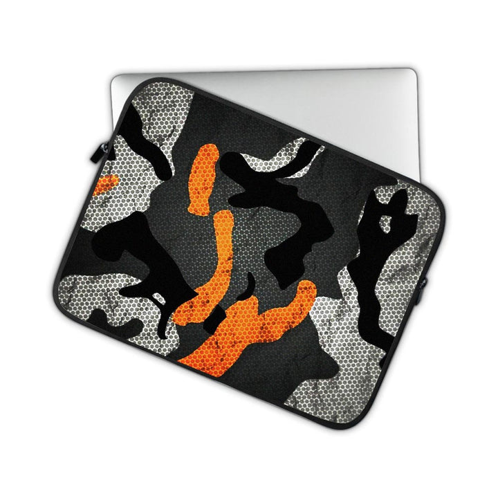 orange pattern camo designs laptop sleeves by sleeky india