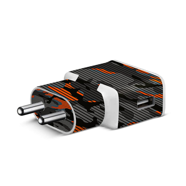 Orange Stripes Camo - Samsung S8 Charger Skin