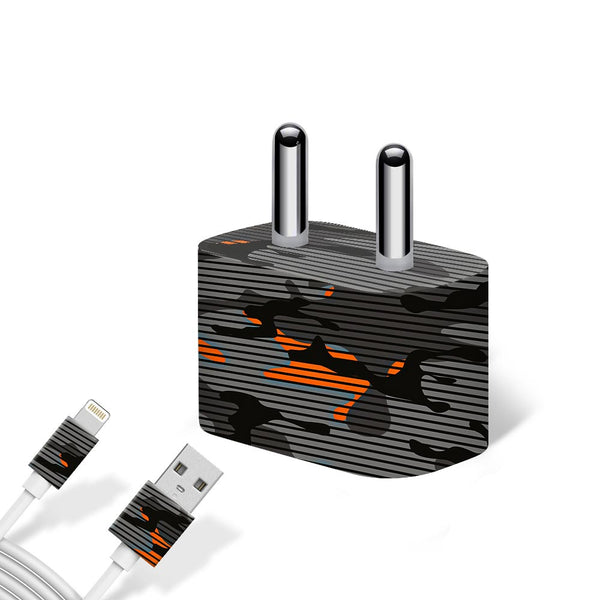 Orange Stripes Camo - Apple charger 5W Skin