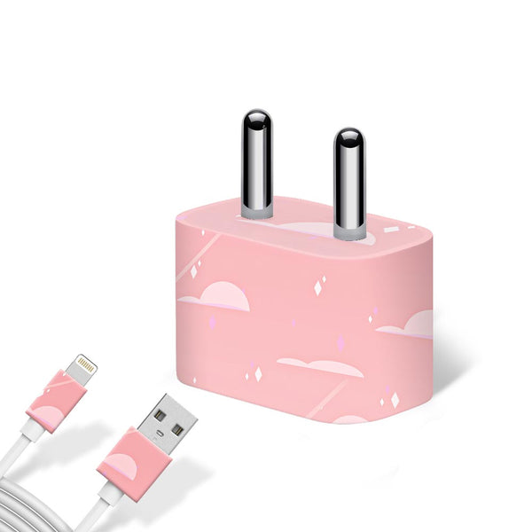 Pink Storm - charger skins for apple charger 5W by Sleeky India