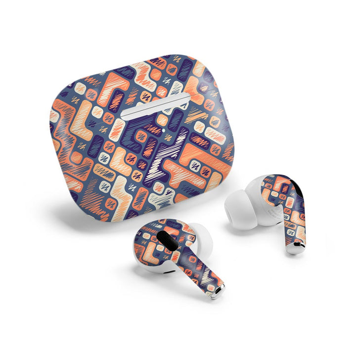 Purple Scribbled Blocks Airpods Pro Skin - Main Image