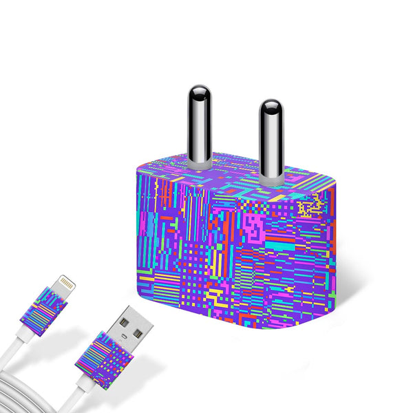 Rainbow Glitched Pattern - Apple charger 5W Skin