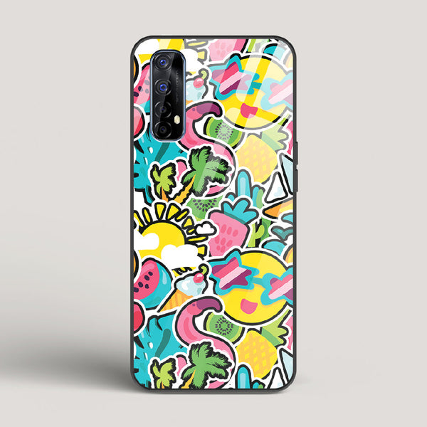 Tropical Summer Patterns - Realme 7 Glass Case