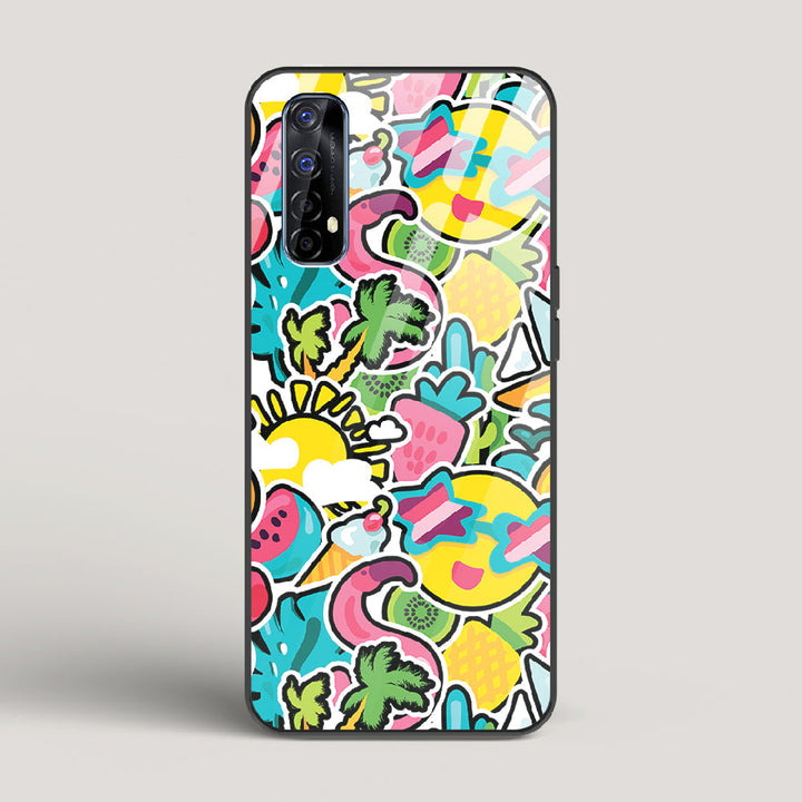 Tropical Summer Patterns - Realme 7 Glass Case
