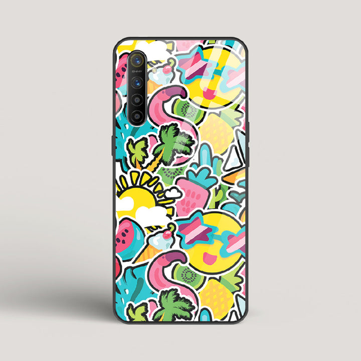 Tropical Summer Patterns - Realme XT Glass Case