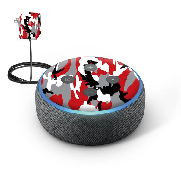 Red Camo skin of Amazon Echo Dot (3rd Gen) by sleeky india