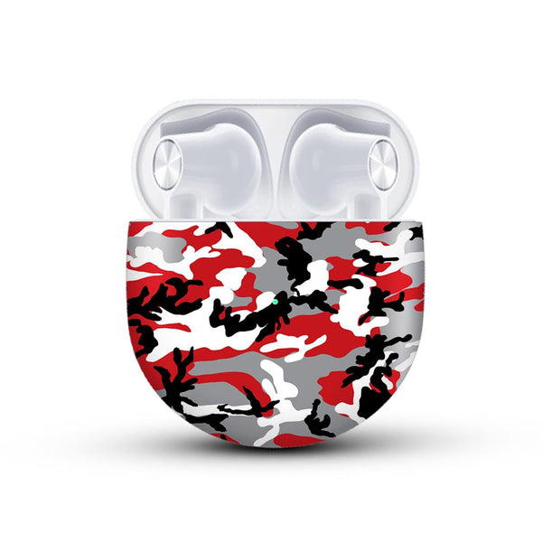 red camo skin for onplus buds by sleeky india