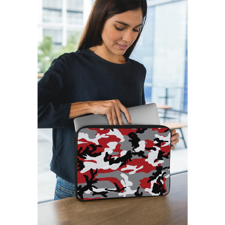 red camo designs laptop sleeves by sleeky india