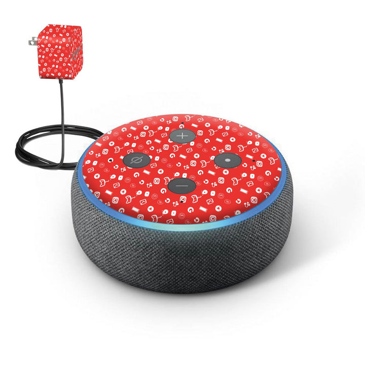 Icons Doodle Red skin of Amazon Echo Dot (3rd Gen) by sleeky india
