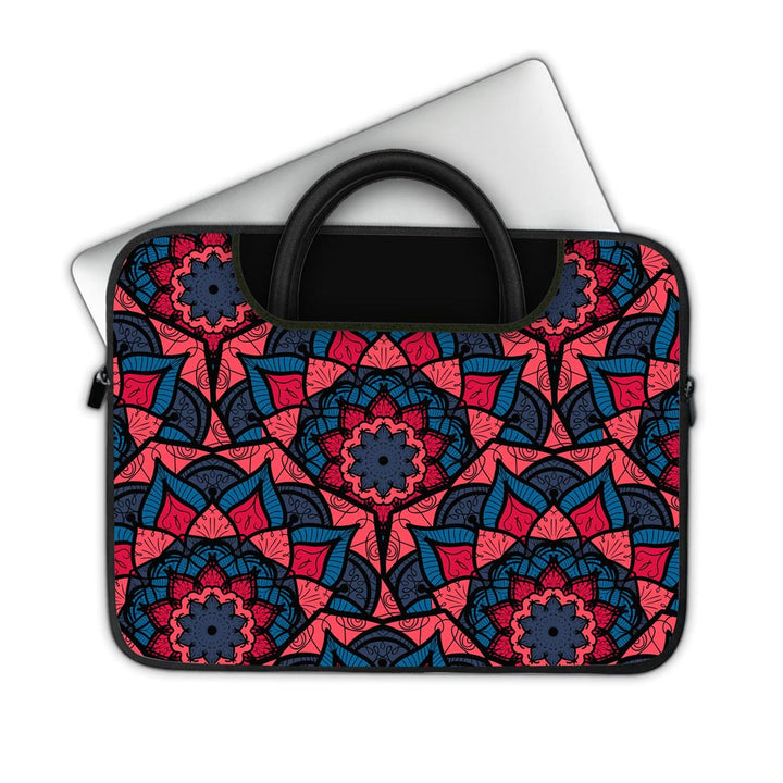 Red Floral Seamless Pattern - Pockets Laptop Sleeve