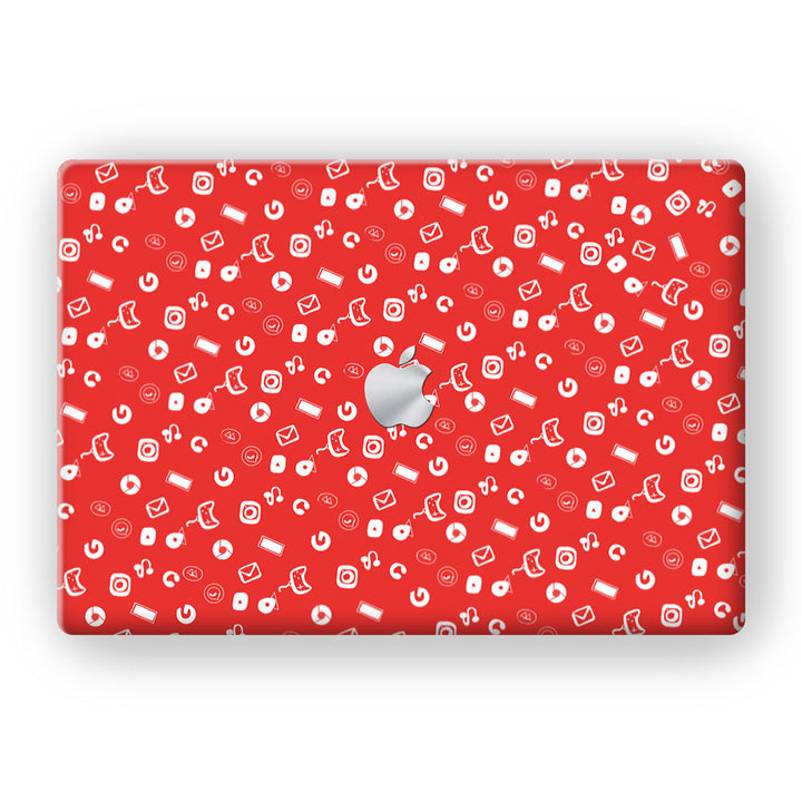 Red Icons Doodle - MacBook Skins - Sleeky India