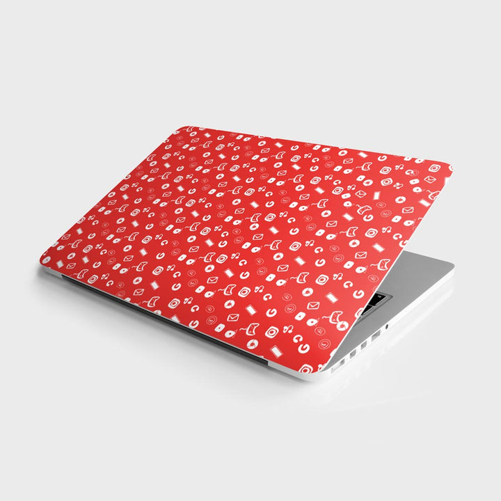 Red Icons Doodle - Laptop Skins - Sleeky India