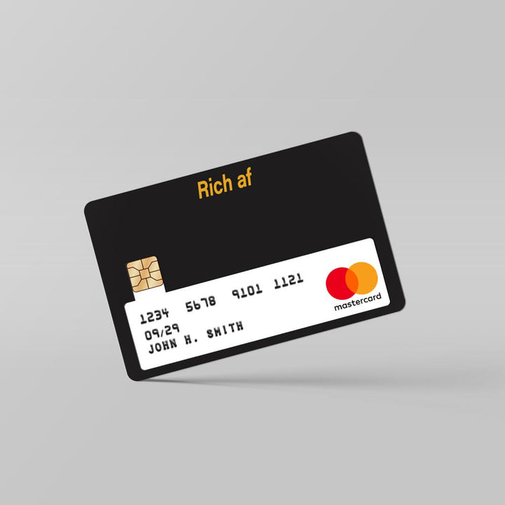 rich-af-card-skin By Sleeky India. Debit Card skins, Credit Card skins, Card skins in India, Atm card skins, Bank Card skins, Skins for debit card, Skins for debit Card, Personalized card skins, Customised credit card, Customised dedit card, Custom card skins