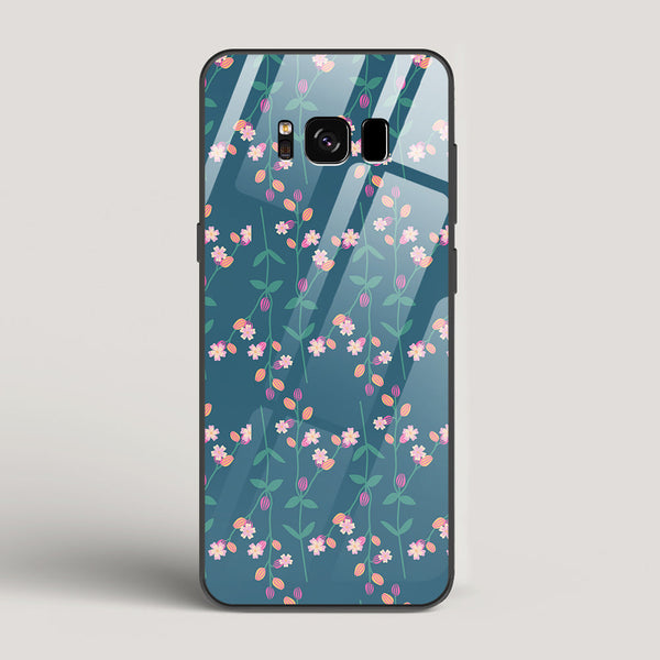 Blue Floral Pattern - Samsung Galaxy S8 Glass Case