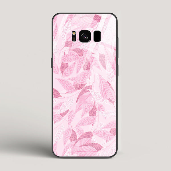Pink Leaves Pattern - Samsung Galaxy S8 Glass Case