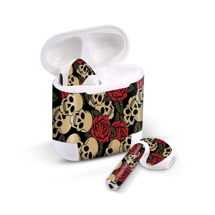 skull roses skin for Airpods 1/2 on sleeky india