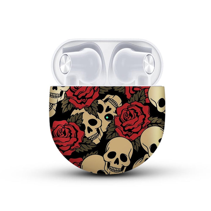 skull roses skin for onplus buds by sleeky india