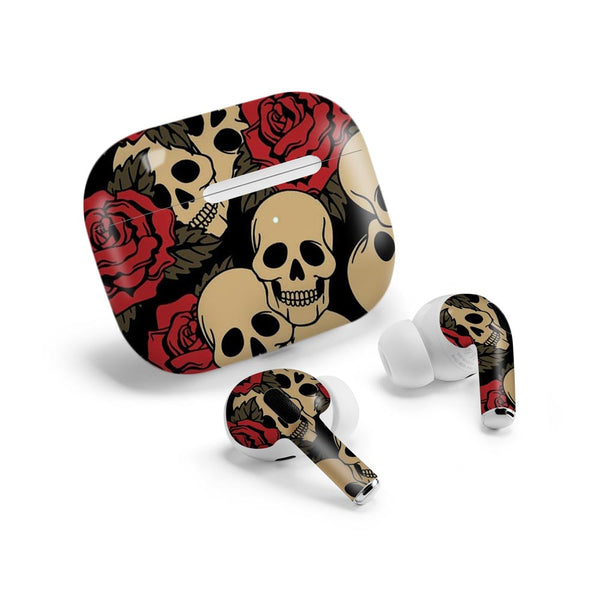 skull roses airpods pro skin by sleeky india