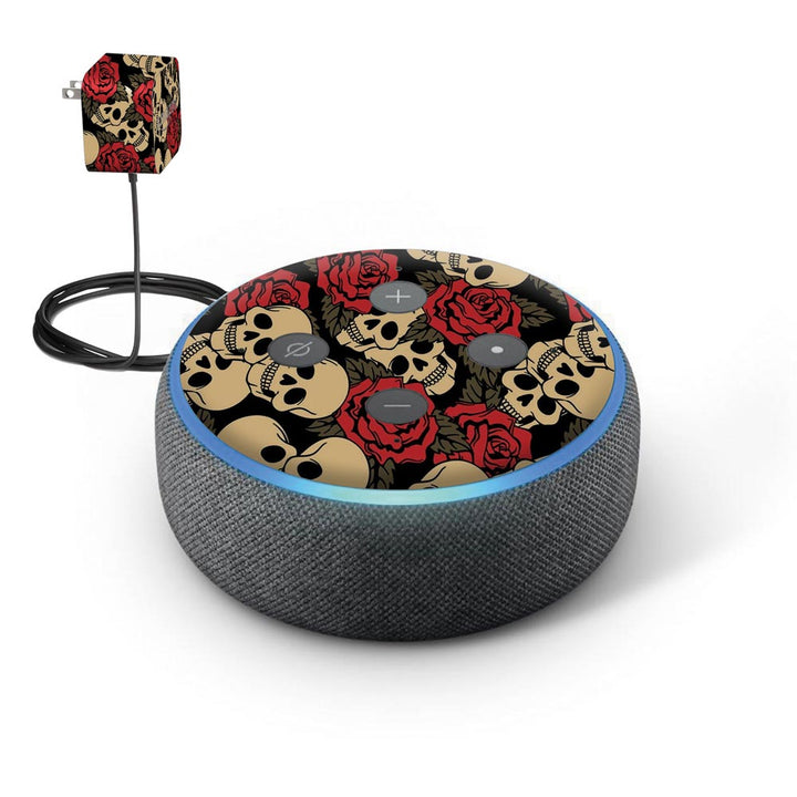 Skull Roses skin of Amazon Echo Dot (3rd Gen) by sleeky india