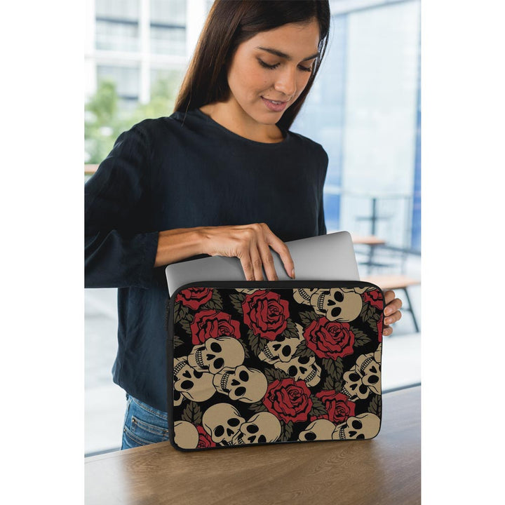 skull roses designs laptop sleeves by sleeky india