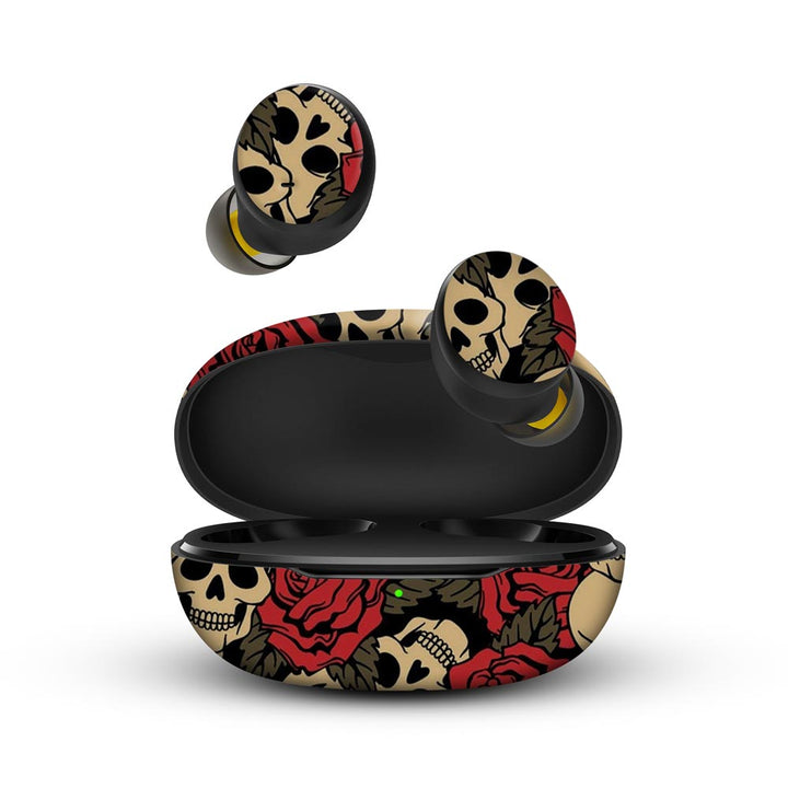 skull roses skins for realme buds q by sleeky india