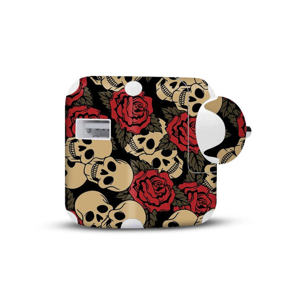 skull roses skin for apple 10W charger 2019 by sleeky india 