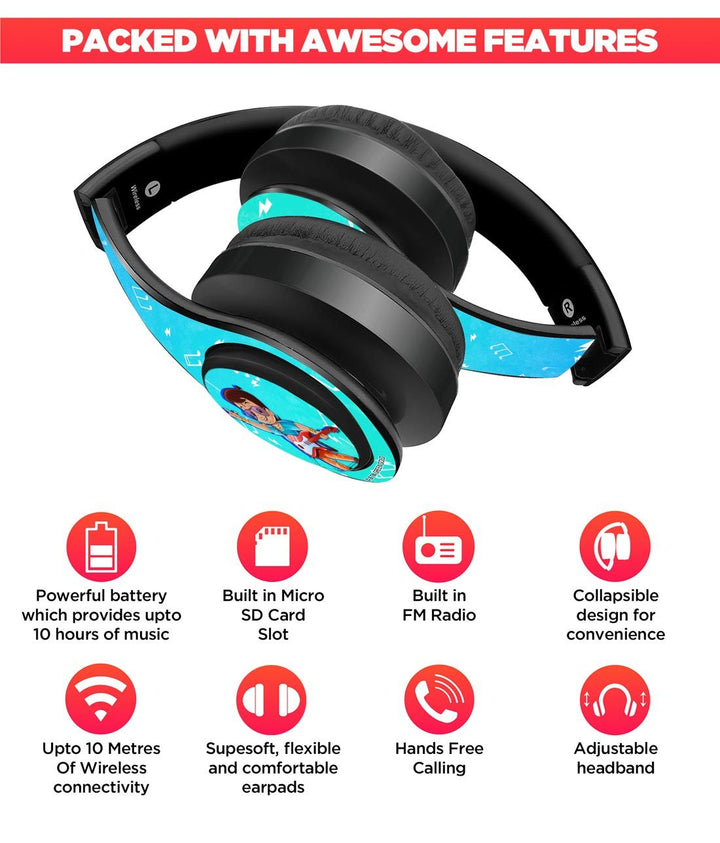 Bheem and Chutki Rocking - Decibel Wireless On Ear Headphones By Sleeky India, Marvel Headphones, Dc headphones, Anime headphones, Customised headphones 