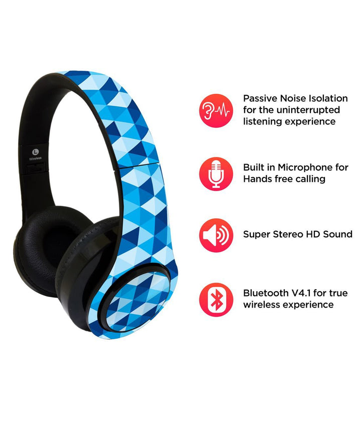 Blue Triangles - Decibel Wireless On Ear Headphones By Sleeky India, Marvel Headphones, Dc headphones, Anime headphones, Customised headphones 