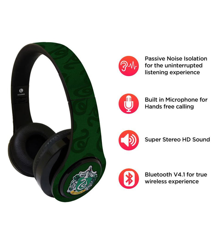 Crest Slytherin - Decibel Wireless On Ear Headphones By Sleeky India, Marvel Headphones, Dc headphones, Anime headphones, Customised headphones 
