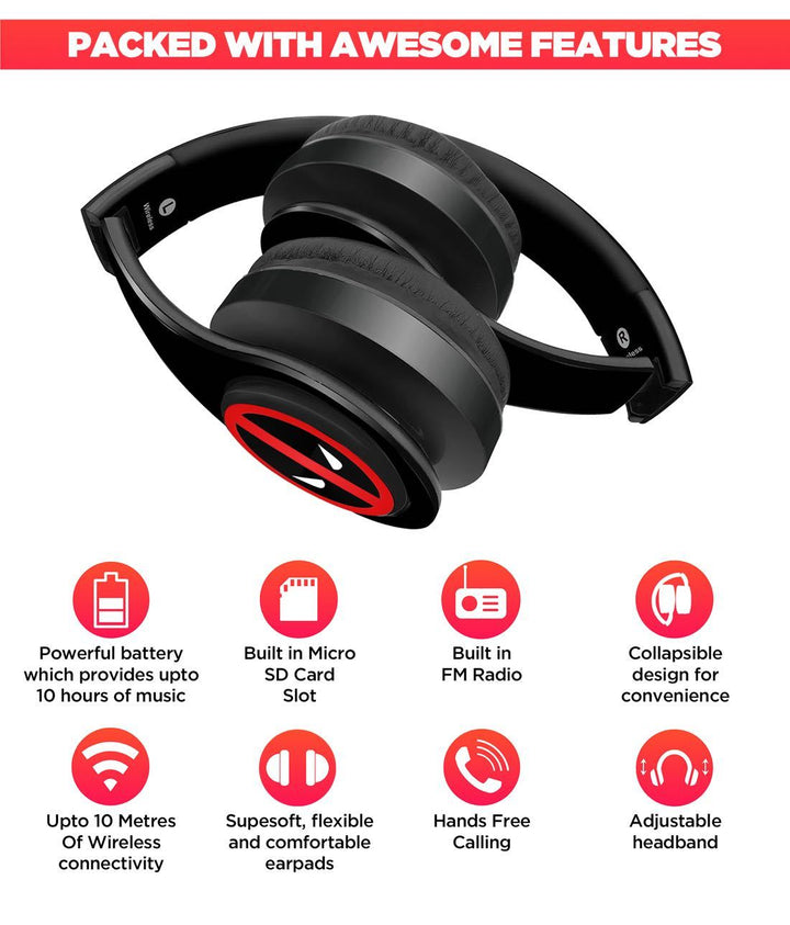 Face Focus Deadpool - Decibel Wireless On Ear Headphones By Sleeky India, Marvel Headphones, Dc headphones, Anime headphones, Customised headphones 