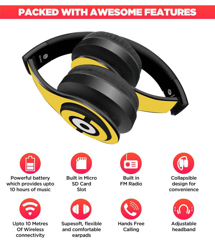 Face Focus Minions - Decibel Wireless On Ear Headphones By Sleeky India, Marvel Headphones, Dc headphones, Anime headphones, Customised headphones 
